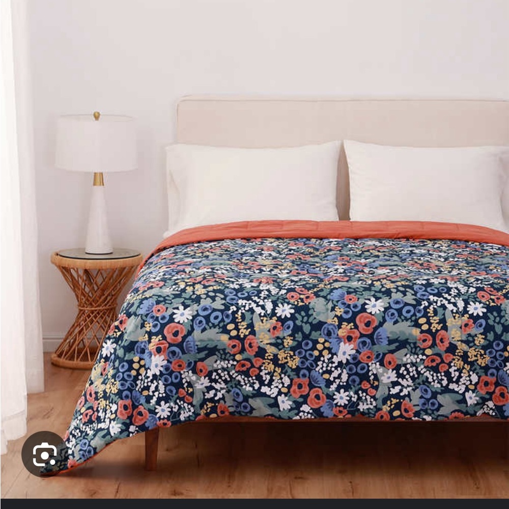 Reversible Down Alternative Blanket by Berkshire Life. Orange, floral